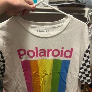 Polaroid with Pink Logo and Rainbow Design
